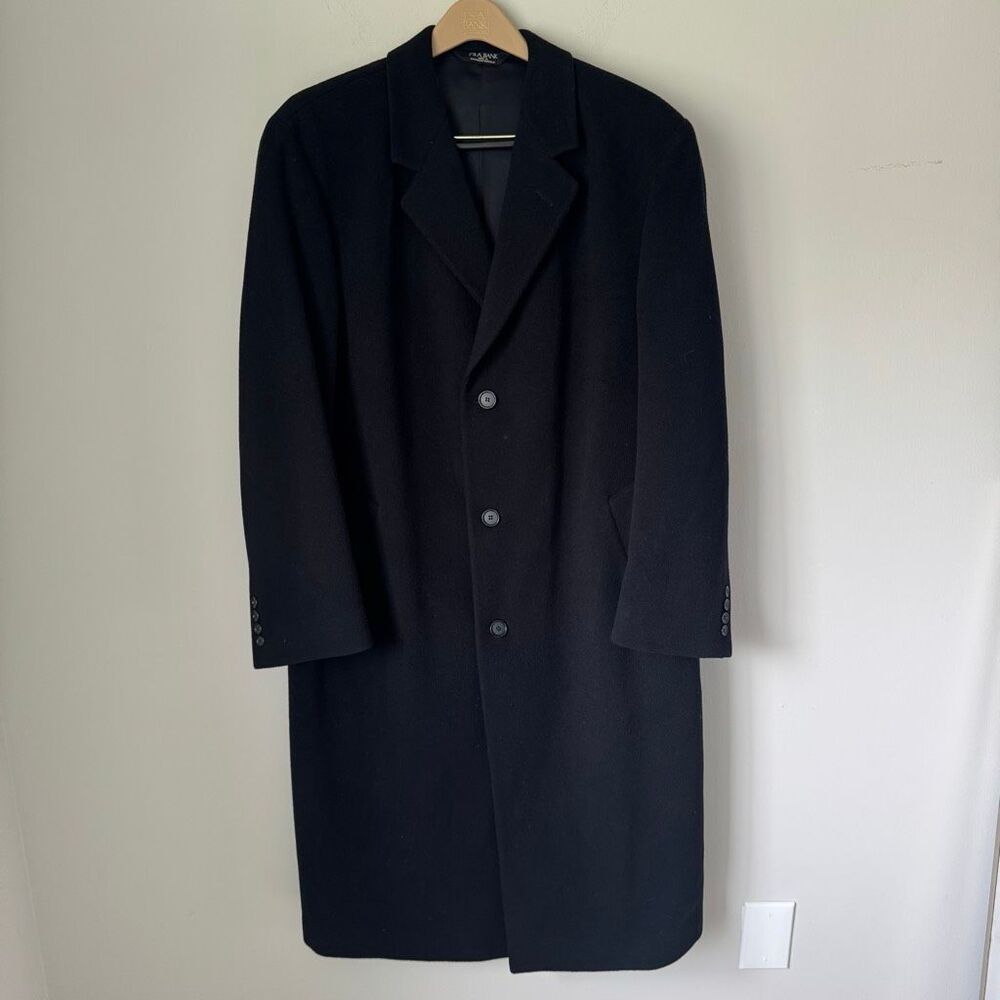 Jos. A. Bank Black Wool Blend Overcoat Size L44